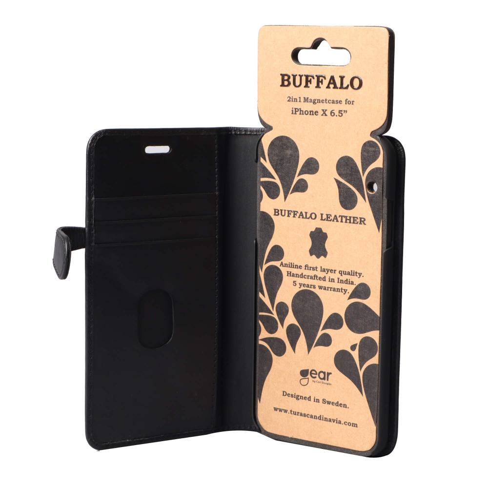 Buffalo iPhone Xs Max Fodral 2in1 Äkta Läder Svart