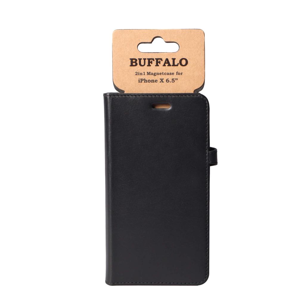 Buffalo iPhone Xs Max Fodral 2in1 Äkta Läder Svart