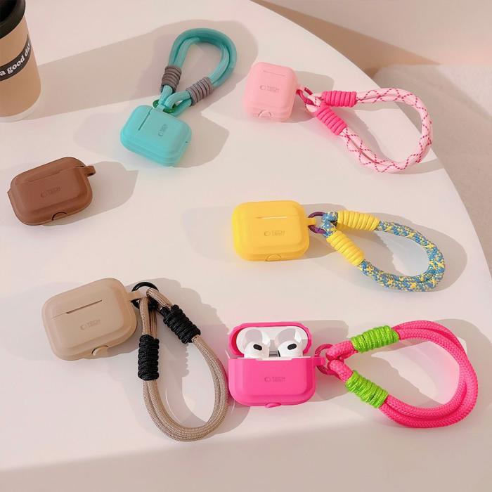 Bild 2, Tech-Protect AirPods Pro 1/2 Skal Silikon Rope Caffe Latte