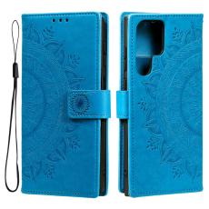 Samsung Galaxy S22 Ultra Fodral Mandala Läder Blå
