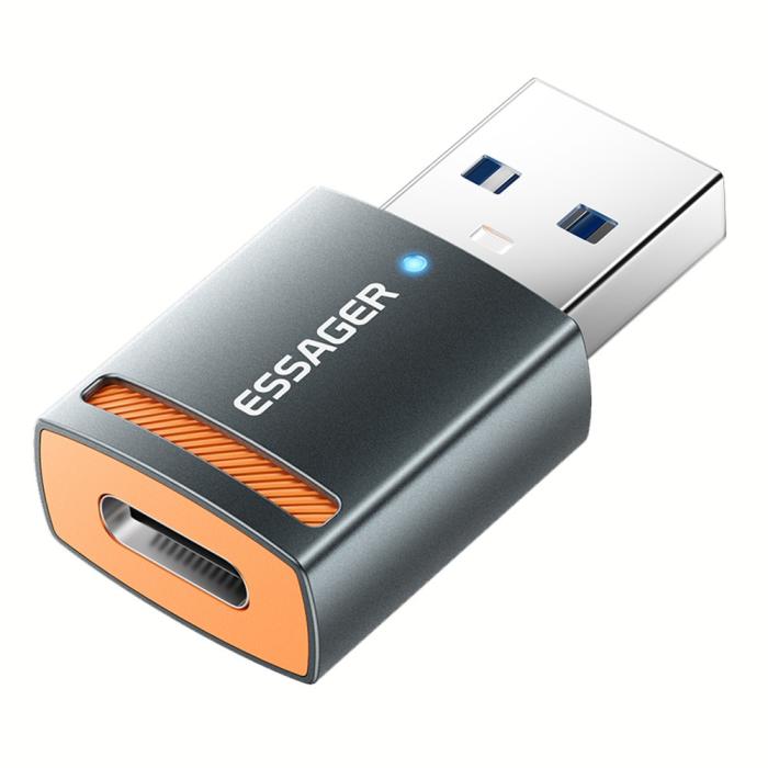 Bild 1, ESSAGER USB-A 3.0 Till USB-C Adapter Grå