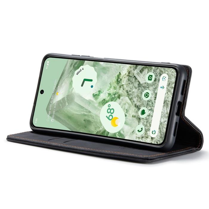 Bild 3, CASEME Google Pixel 8A Fodral Flip Retro Läder Svart