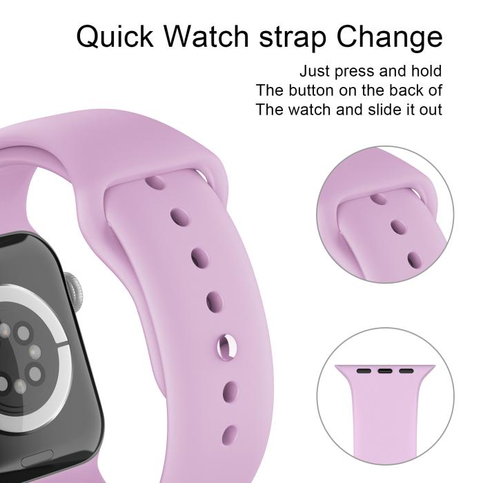 Bild 4, Apple Watch 38/40/41 mm Silikon Armband (S/M) Ljus Lila