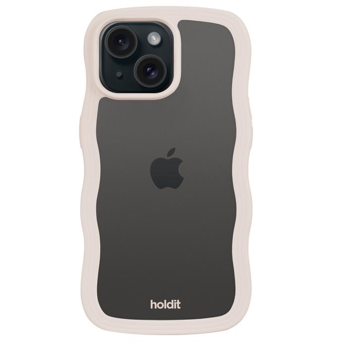 Bild 2, holdit iPhone 15/14/13 Skal Wavy Light Beige Transparent
