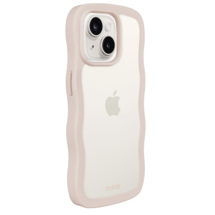 Bild 3, holdit iPhone 15/14/13 Skal Wavy Light Beige Transparent