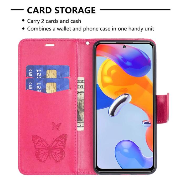 Bild 3, Xiaomi Redmi 10 5G Fodral Butterfly Rosa