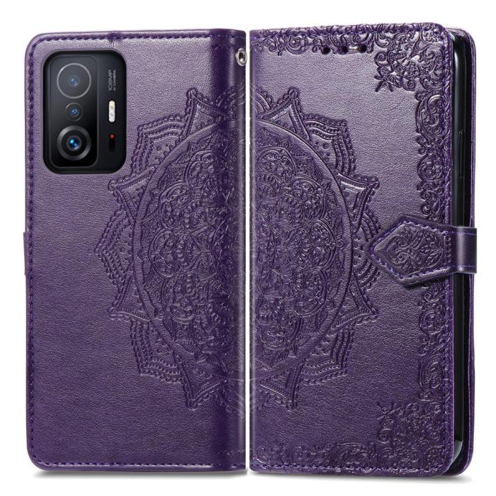 Bild 1, Xiaomi 11T / 11T Pro Fodral Läder Mandala Lila