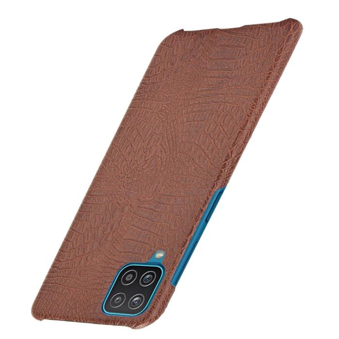 Bild 3, Samsung Galaxy A12 - Krokodil Textur Läder Skal - Brun