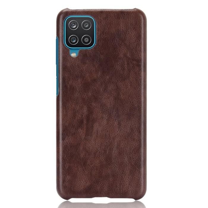 Bild 2, Samsung Galaxy A12 - Läderbelagt Litchi Skal - Brun