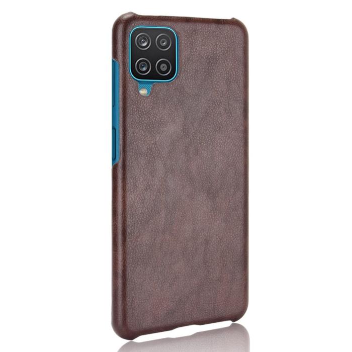 Bild 3, Samsung Galaxy A12 - Läderbelagt Litchi Skal - Brun