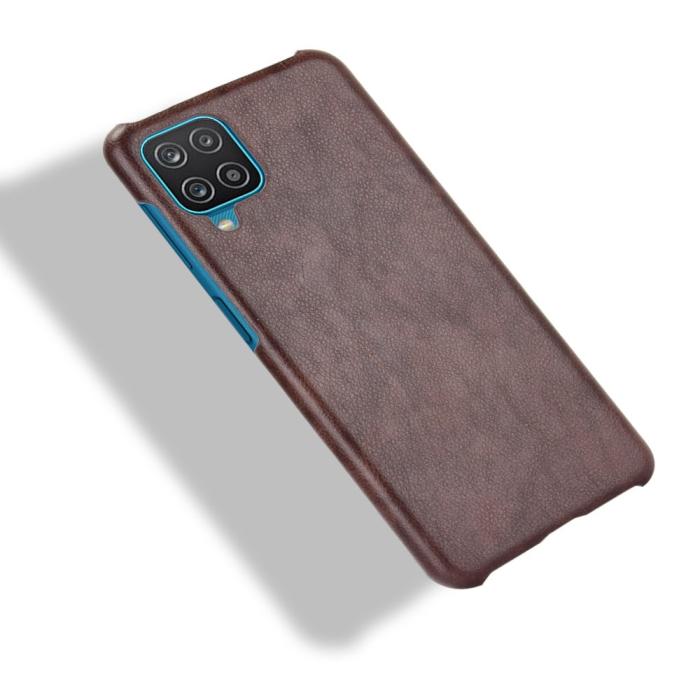 Bild 4, Samsung Galaxy A12 - Läderbelagt Litchi Skal - Brun