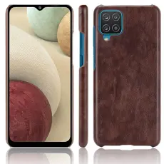 Samsung Galaxy A12 - Läderbelagt Litchi Skal - Brun