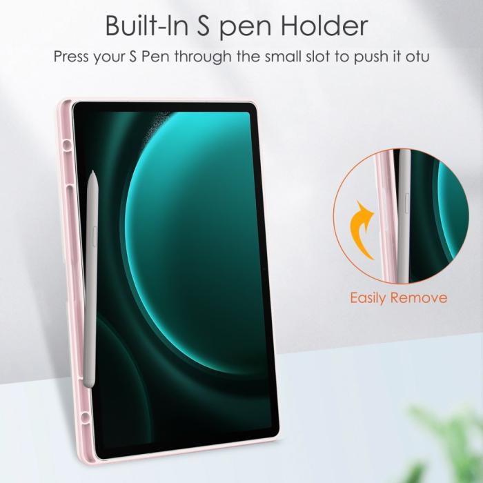 Bild 5, Galaxy Tab S9 FE Plus Fodral Hybrid Pennhållare Rosa
