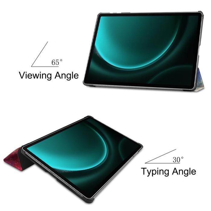 Bild 3, Galaxy Tab S9 FE Plus Fodral Tri-Fold Läder Cosmic Space