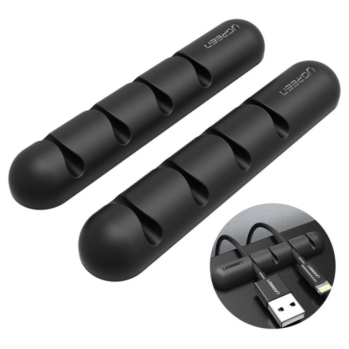 Bild 1, UGREEN 2-PACK Kabelhållare / Kabelklämma För 4 Kablar Svart