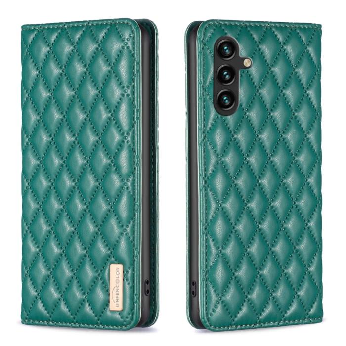Bild 1, Samsung Galaxy A35 5G Fodral Flip Diamond Läder Grön
