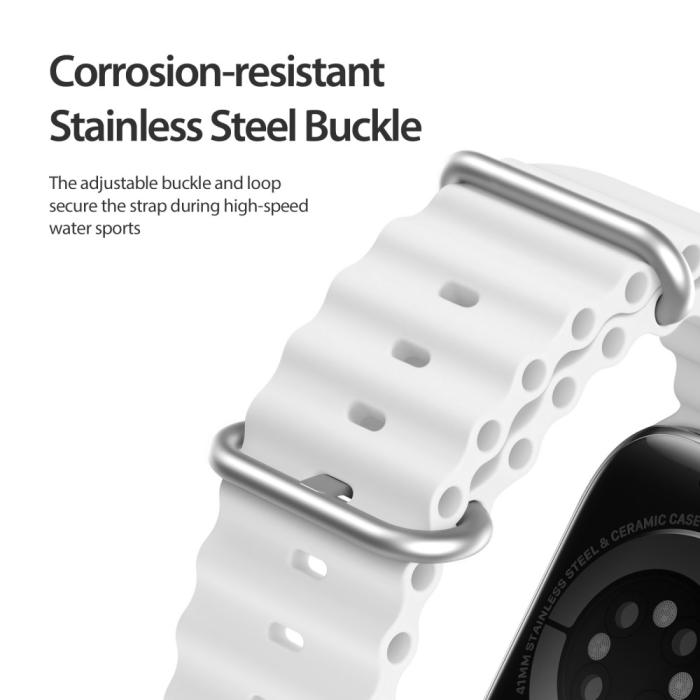 Bild 5, DUX DUCIS Apple Watch 42/44/45/49 mm Armband Wave Design Vit