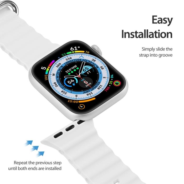 Bild 6, DUX DUCIS Apple Watch 42/44/45/49 mm Armband Wave Design Vit
