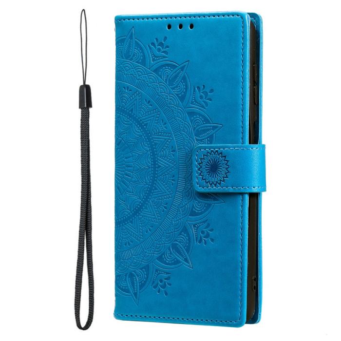 Bild 2, Samsung Galaxy S22 Ultra Fodral Mandala Läder Blå