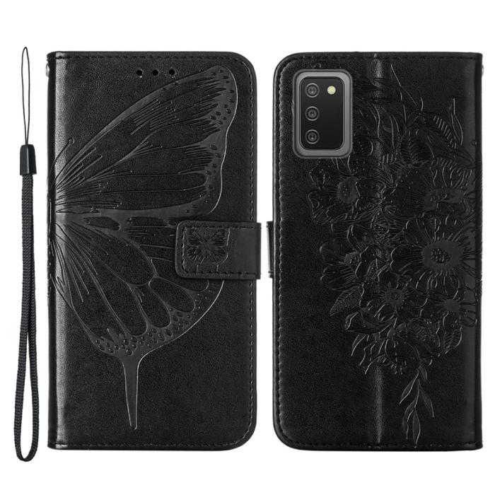 Bild 1, Samsung Galaxy A03s Fodral Tryckt Butterfly Svart