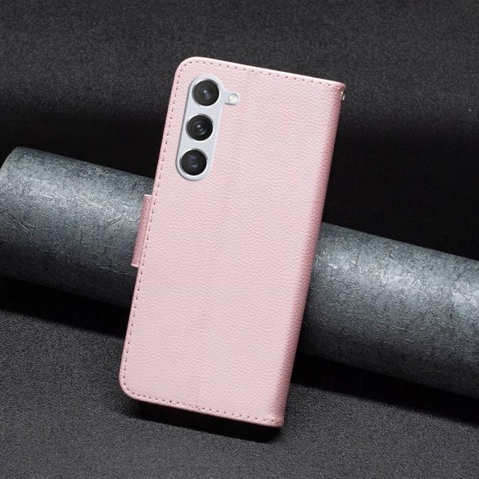 Bild 5, Samsung Galaxy S23 Fodral Litchi Shark Roséguld