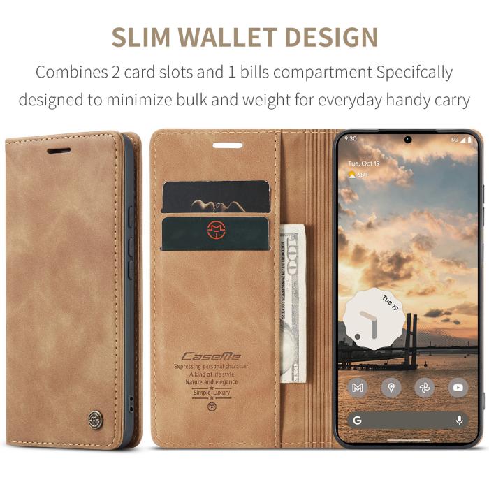 Bild 2, CASEME Google Pixel 11 / 11 Pro Fodral RFID Läder Brun