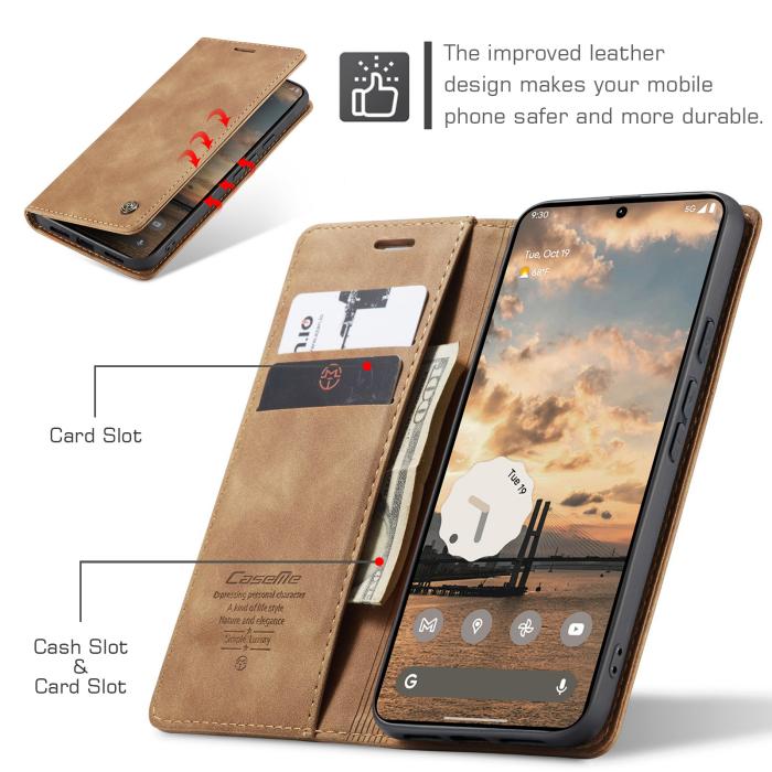 Bild 3, CASEME Google Pixel 11 / 11 Pro Fodral RFID Läder Brun
