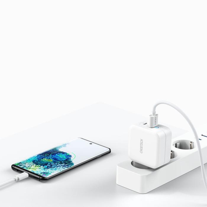 Bild 3, Choetech 65W GaN USB-C / USB-A PD QC Väggladdare Vit
