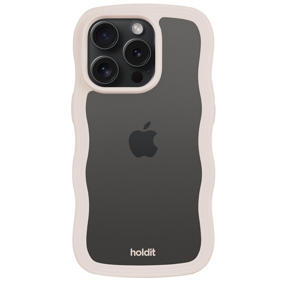 holdit iPhone 14 Pro Skal Wavy Light Beige Transparent