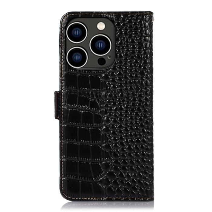 Bild 3, iPhone 15 Pro Max Fodral Krokodil Textur Svart