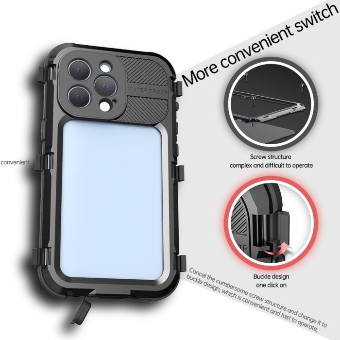 Bild 3, ShellBox iPhone 13 Pro MagSafe IP68 Aluminium Vattentät Skal Svart
