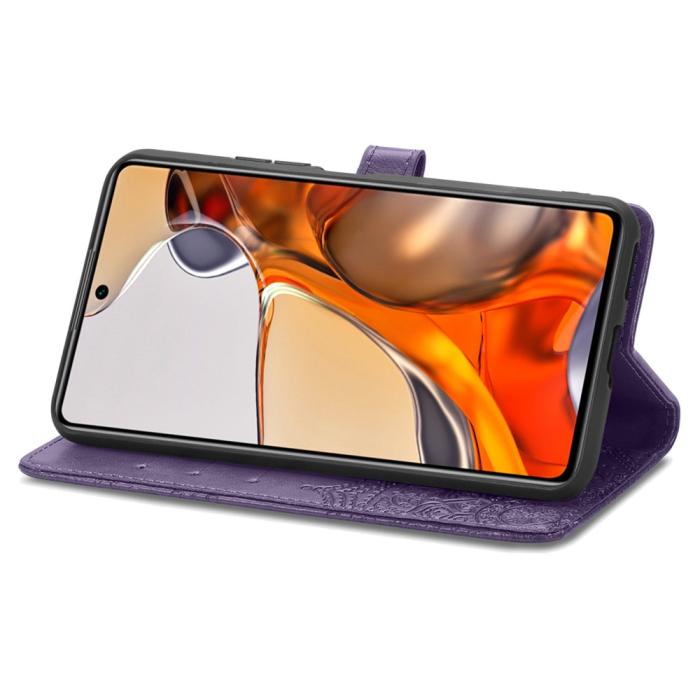 Bild 5, Xiaomi 11T / 11T Pro Fodral Läder Mandala Lila