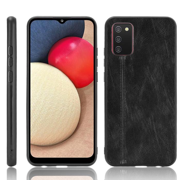 Bild 1, Samsung Galaxy A02s - Läderbelagt Hybrid Skal - Svart