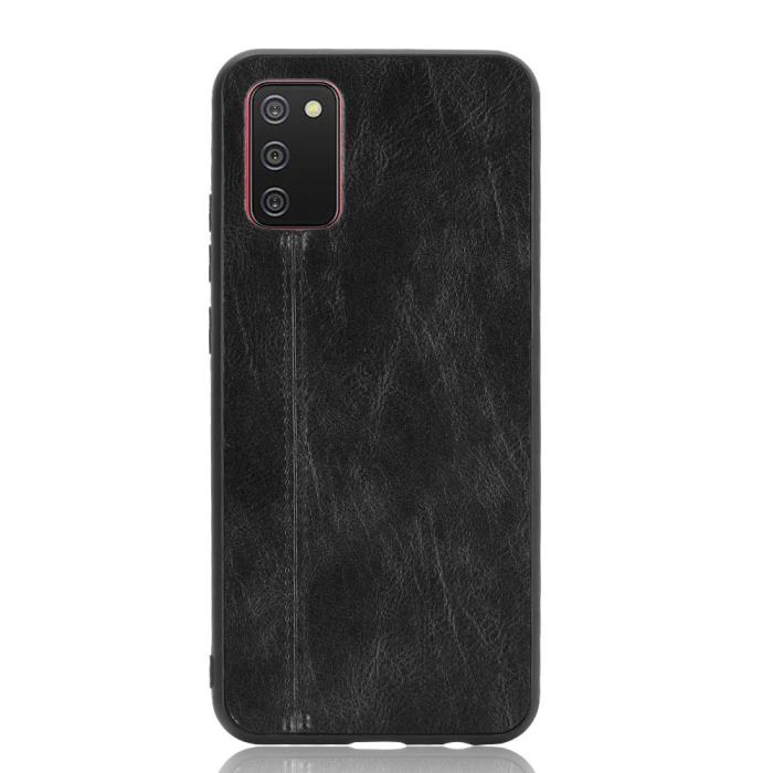 Bild 3, Samsung Galaxy A02s - Läderbelagt Hybrid Skal - Svart
