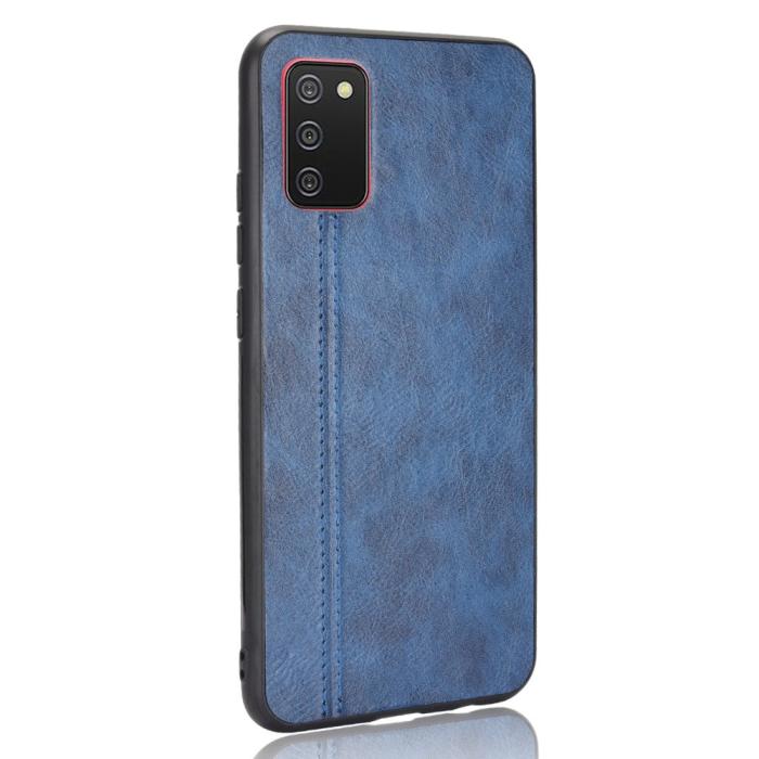 Bild 3, Samsung Galaxy A02s - Läderbelagt Hybrid Skal - Blå
