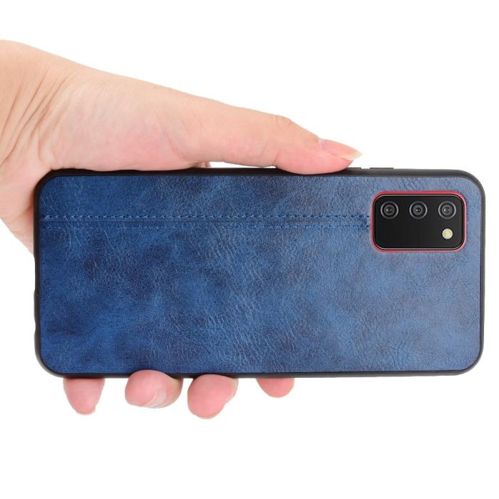 Bild 4, Samsung Galaxy A02s - Läderbelagt Hybrid Skal - Blå