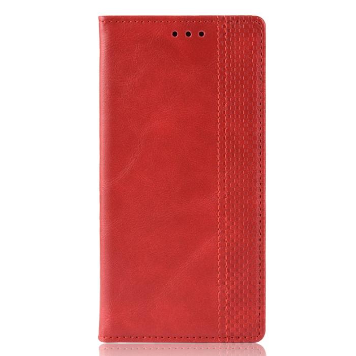 Bild 3, Samsung Galaxy A02s - Retro Läder Flip Fodral - Röd
