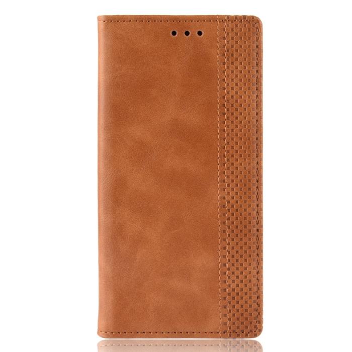 Bild 3, Samsung Galaxy A02s - Retro Läder Flip Fodral - Brun