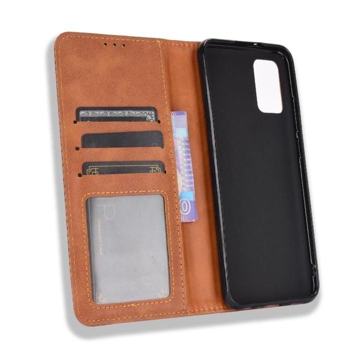 Bild 4, Samsung Galaxy A02s - Retro Läder Flip Fodral - Brun
