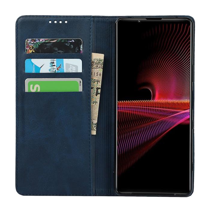 Bild 3, Sony Xperia 1 III - Flip Fodral Med Magnetisk Stängning - Mörk Blå