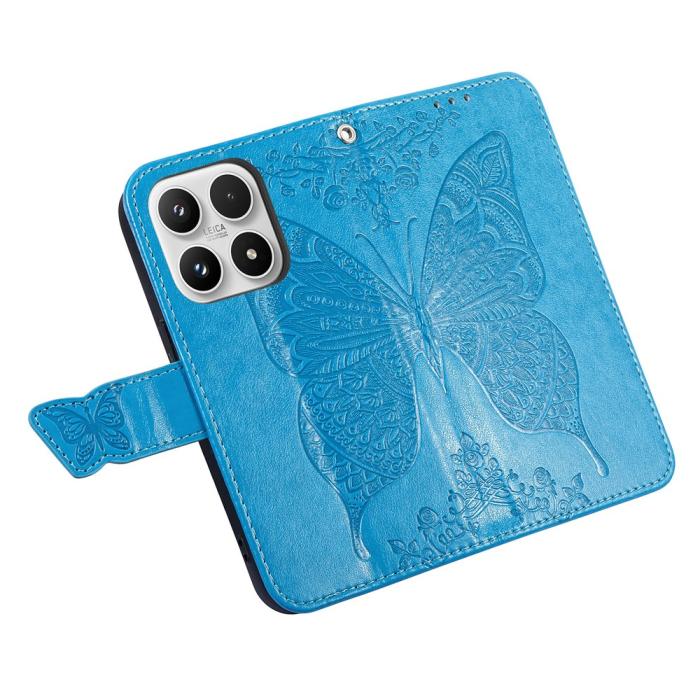 Bild 3, Xiaomi 17 Fodral Läder Fjäril Ljus Blå