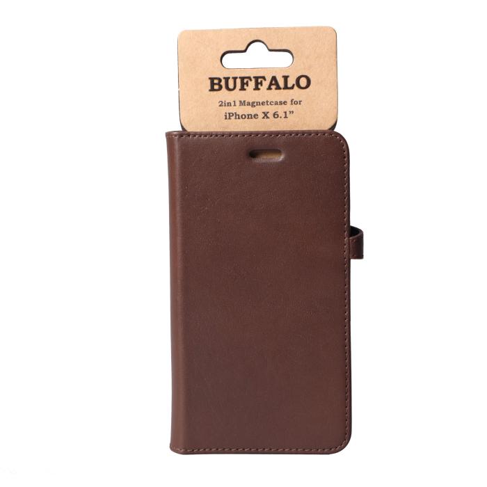 Bild 2, Buffalo iPhone XR Fodral 2in1 Äkta Läder Brun