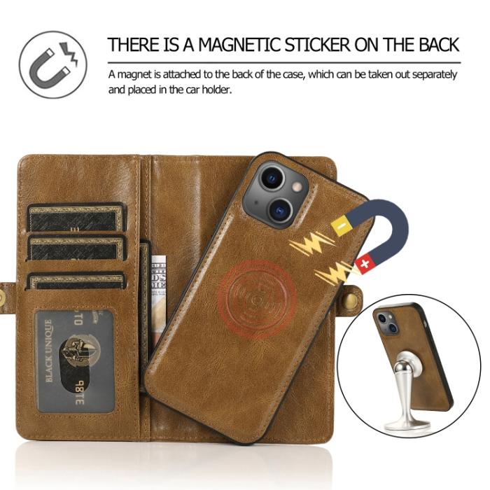 Bild 5, iPhone 14 Plus Fodral Flerfack 2in1 Magnet Skal Brun
