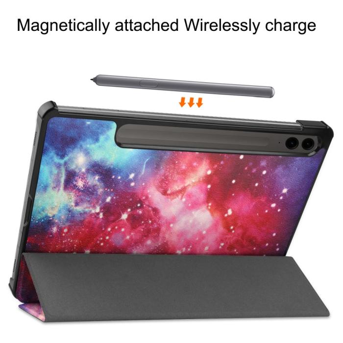 Bild 5, Galaxy Tab S9 FE Plus Fodral Tri-Fold Läder Cosmic Space