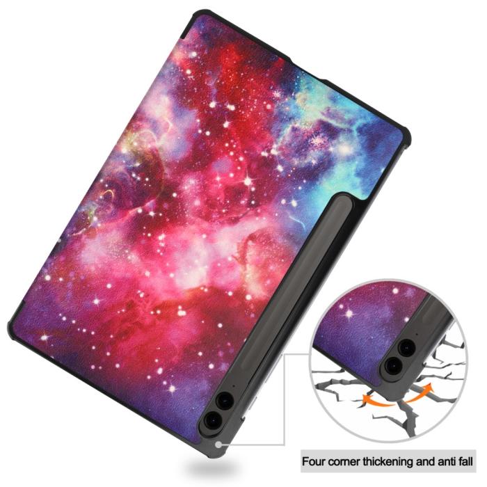 Bild 6, Galaxy Tab S9 FE Plus Fodral Tri-Fold Läder Cosmic Space