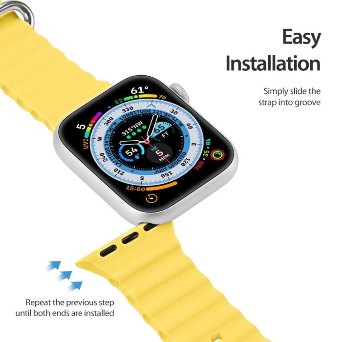 Bild 6, DUX DUCIS Apple Watch 42/44/45/49 mm Armband Wave Design Gul