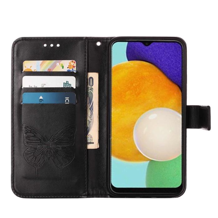 Bild 4, Samsung Galaxy A03s Fodral Tryckt Butterfly Svart