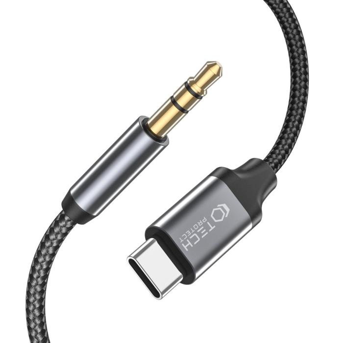 Bild 2, Tech-Protect 1m USB-C - AUX Ljudadapter UltraBoost Svart