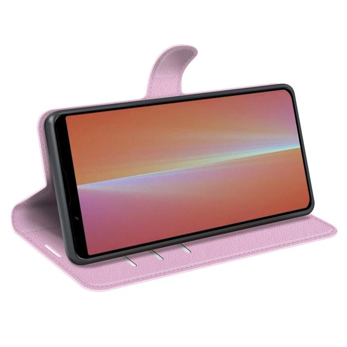 Bild 3, Sony Xperia 5 V Fodral Litchi Textur Ljus Rosa