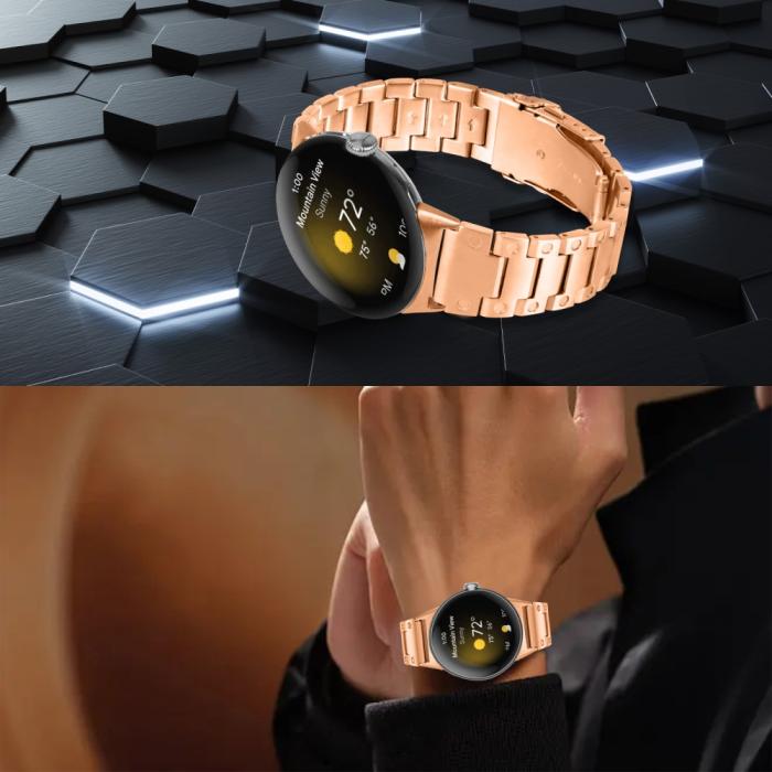 Bild 6, Lyxigt Metallarmband Google Pixel Watch / Watch 2 Roséguld